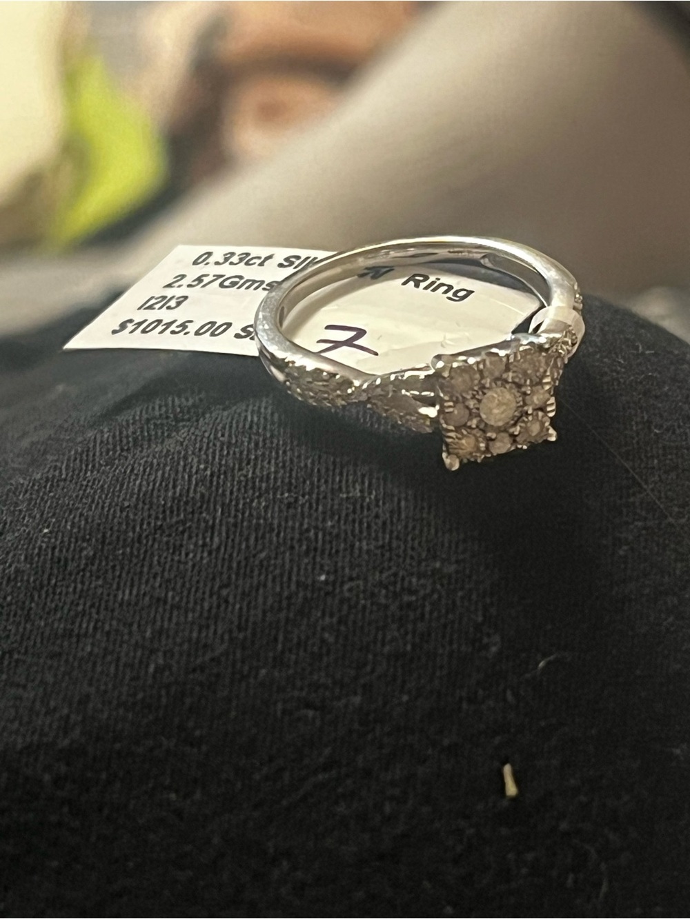 Sterling Silver Diamond Cluster Ring in White